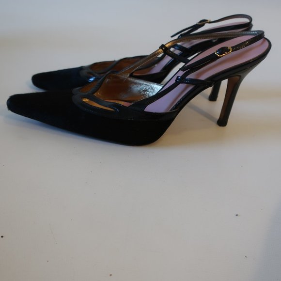 Womens D&G Dolce & Gabbana Black Pointy Leather Slingbacks 38.5 US/8.5 * - Picture 7 of 16